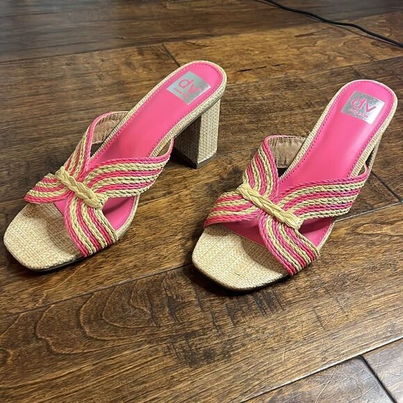 Dolce Vita Haady Woven Rattan Block Heel, Pink, size 10 - Picture 3 of 9
